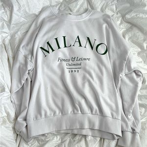 H&M White Sweatshirt with Green Milano Print